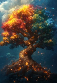 Illustration, majestic Tree of Life. Selective focus.
