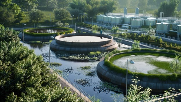 Algae Biofuel Facilities A Photorealistic Depiction