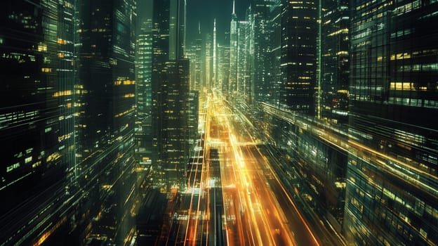Data Streams Flowing Through A Bustling City
