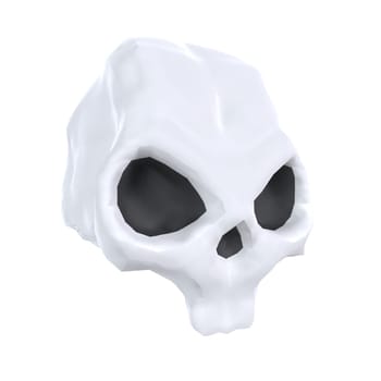 A white skull figurine with black eye sockets presents an intriguing design.