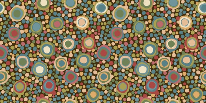 Vintage geometric seamless pattern with round shapes and concentric circles