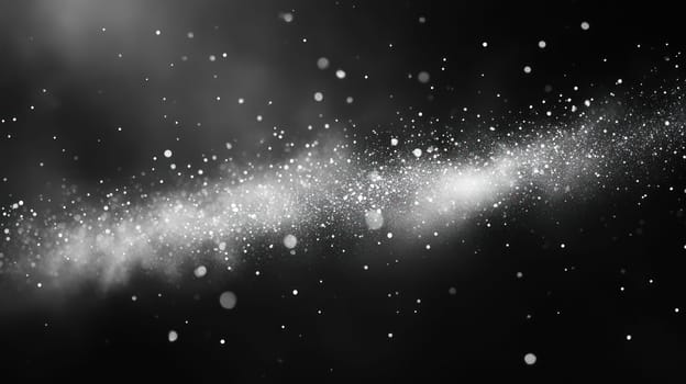 A mesmerizing abstract visual featuring black background with sparkling particles, creating cosmic atmosphere