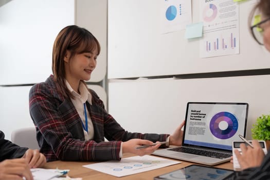 Young business team analyze income charts and graph with modern laptop computers and strategic business idea.