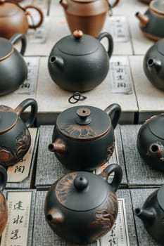 A beautifully crafted collection of traditional teapots showcasing unique designs and exceptional craftsmanship