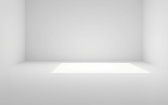 A bright, minimalist room with white walls and floor, featuring a central light that casts a glow, creating a tranquil atmosphere perfect for reflection or creativity.