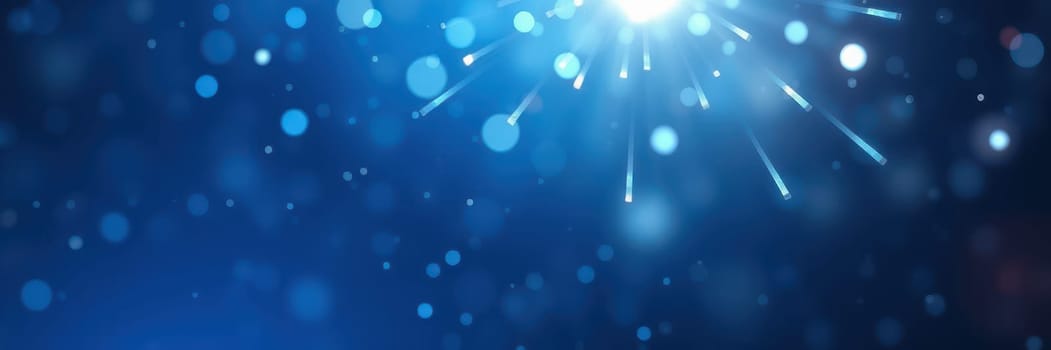 A vibrant display of bright light rays radiates from a central point, creating a stunning blue bokeh effect. This energetic visual evokes a sense of excitement and joy, perfect for special occasions.