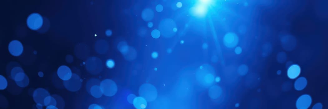 A vibrant blue backdrop with floating bokeh circles radiates a calming glow, ideal for creative designs, presentations, or digital art, enhancing visual aesthetics.