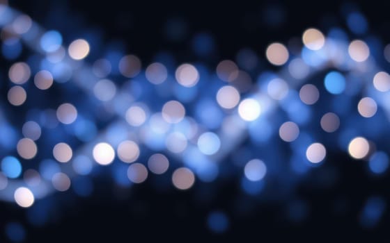 Delicate patterns of blue and white lights create a tranquil and dreamy ambiance, perfect for a nighttime celebration or artistic display. The soft focus enhances the mood.