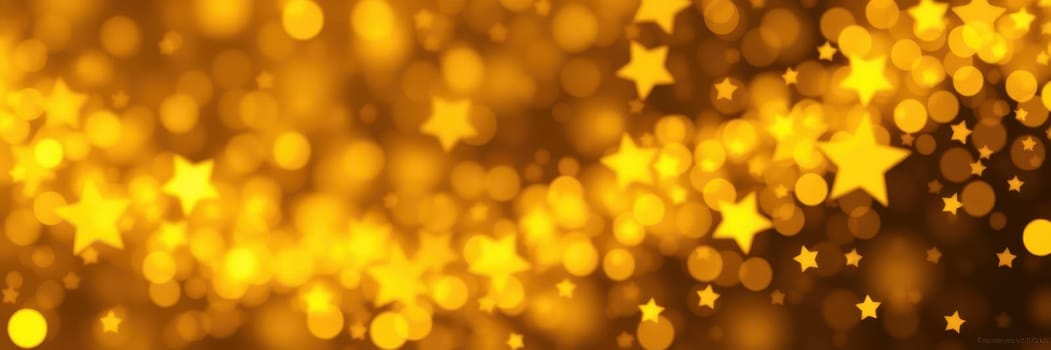 A captivating background featuring shimmering golden bokeh and star shapes, perfect for evoking a celebratory mood at events or parties, adding a touch of magic and warmth.
