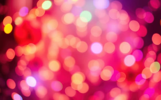 A burst of colorful bokeh lights fills the scene, creating a lively and festive atmosphere. The blurred lights illuminate the surroundings in a vibrant urban setting at night.