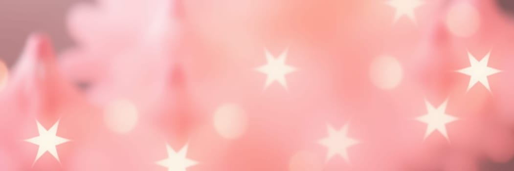 Delicate pink lights illuminate a festive space, where softly glowing stars enhance the enchanting ambiance, inviting guests to enjoy the celebration under the twinkling lights.