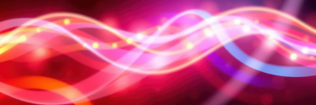 Vibrant light waves swirl across a backdrop, blending pinks, purples, and blues. The flowing patterns create an energetic, visually striking atmosphere perfect for creative projects.
