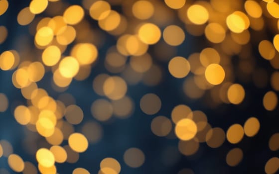 Golden bokeh lights create a warm atmosphere against a dark background, evoking a sense of celebration and joy during an evening event. The blurred effect adds a magical touch.