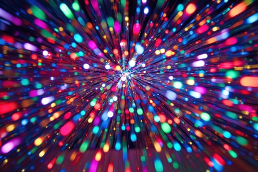 A vivid abstract representation of colorful light rays with a bokeh effect, ideal for backgrounds or artistic projects, conveying a sense of motion and energy.