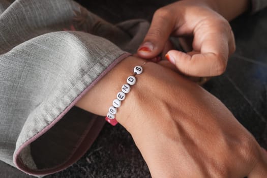 Jeweler bracelet on the female wrist