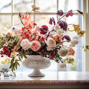 Beautiful bouquet of flowers in a vase. Floral arrangement