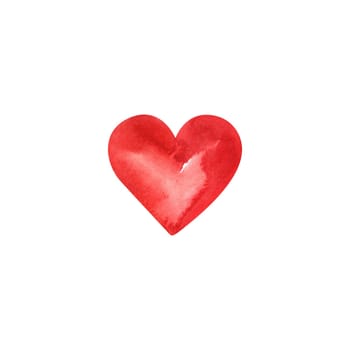 Heart for valentine. Rounded symmetrical vintage watercolor shape for February 14 decoration. Isolated illustration