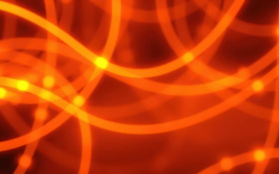 Bright orange lines weave together, forming an intricate web of light. The warm glow creates an energetic feeling, inviting exploration of the design.