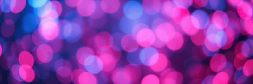 A vibrant display of blurred lights in shades of pink, purple, and blue fills the background, evoking a lively and festive ambiance perfect for an evening event.