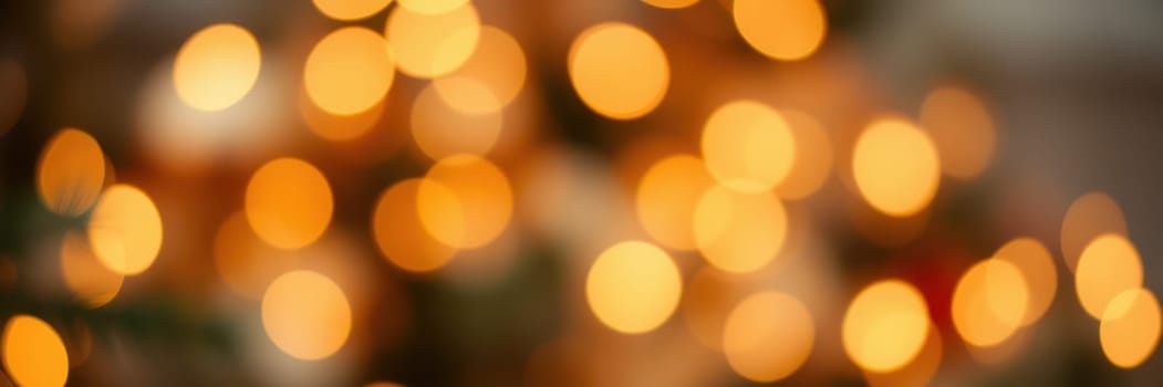 Soft golden lights blur into a beautiful bokeh effect, enhancing the warm ambiance of a cozy holiday gathering. The captivating glow evokes a sense of joy and celebration.