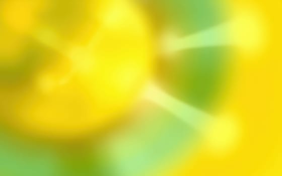 A close-up of a lemon slice reveals its juicy texture and vivid yellow color, surrounded by a soft blend of greens and yellows, evoking a warm summer atmosphere.