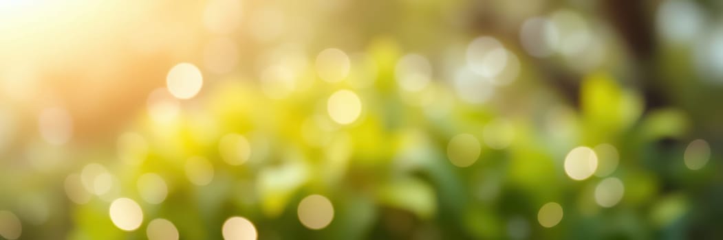Sunlight filters gently through vibrant green leaves, creating a peaceful atmosphere in a natural outdoor space. Morning light casts soft highlights on the foliage.