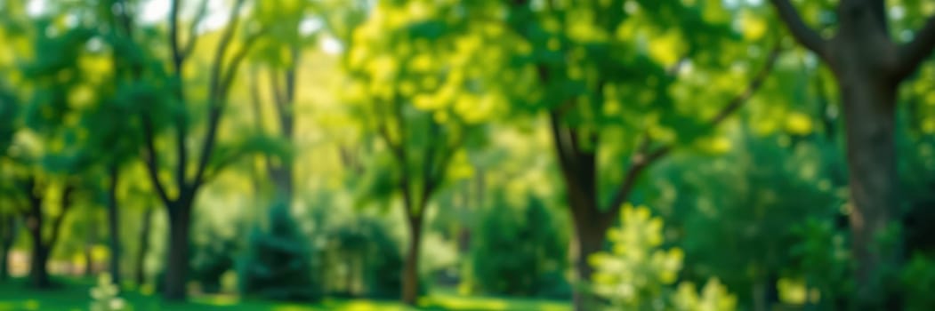 Sunlight filters through lush green trees in a tranquil park, creating a serene environment. Nearby, plants thrive in the warmth, inviting relaxation and reflection in nature.