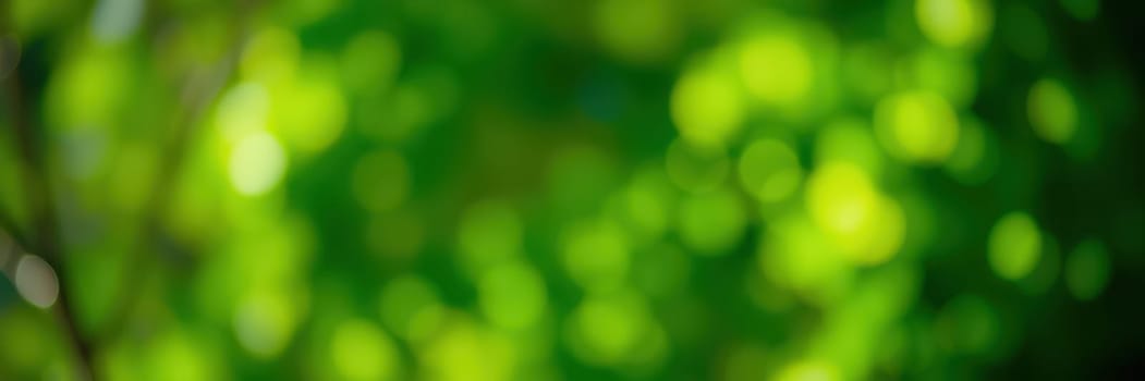 Lush green foliage creates a stunning bokeh effect, capturing the tranquility of nature. Sunlight filters through leaves, giving a serene feel of the outdoors in spring season.