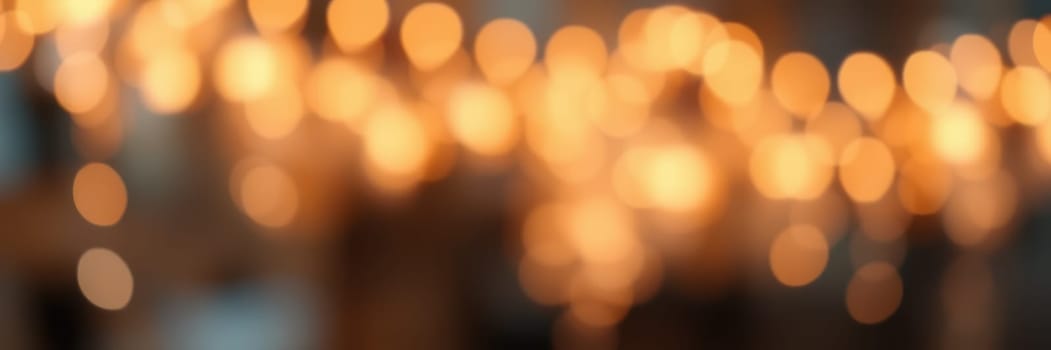 A warm, inviting atmosphere is created by twinkling lights hanging in a festive location, perfect for an evening event. Soft bokeh enhances the ambiance.
