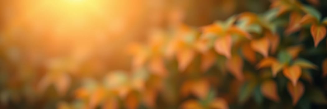 Bright orange and green leaves catch the gentle sunlight, creating a soothing atmosphere in a natural environment during the fall season.