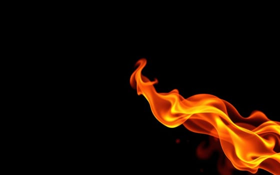 Bright orange flames twist and curl gracefully against a stark black background, creating a mesmerizing display of fire that captures attention and evokes warmth.