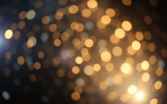 Golden and soft lights form a dazzling bokeh effect, creating an enchanting atmosphere during a vibrant evening celebration. The twinkling lights enhance the festive mood.