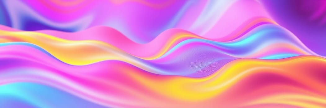 Swirling waves of color blend seamlessly in vibrant shades of pink, blue, and yellow. This abstract design captivates the viewer with its smooth flow and dynamic appearance.