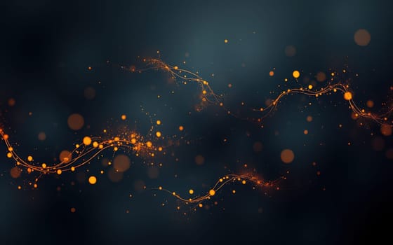 Dynamic pattern features swirling lines with bursts of orange and gold against a dark backdrop, creating a vibrant and energetic atmosphere, perfect for artistic displays or digital backgrounds.