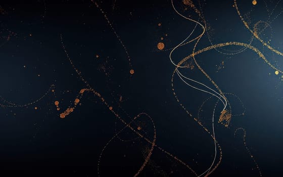 Swirls and specks of shimmering gold float against a dark backdrop, creating a captivating abstract design that adds elegance to any setting or project.