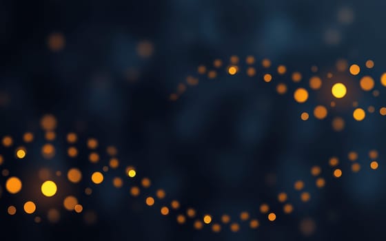 Golden lights swirl elegantly against a dark backdrop, creating a captivating visual effect. The atmosphere feels festive and magical, perfect for celebrations.