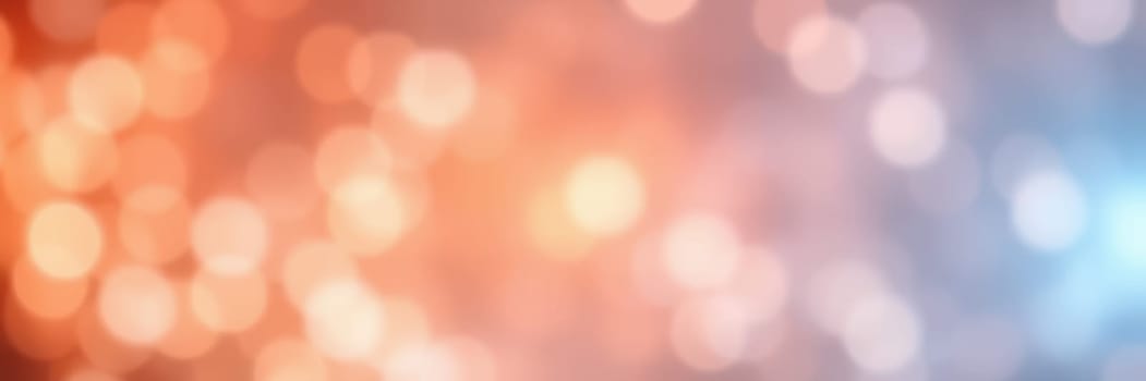 Soft, blurred lights in shades of orange and blue fill the space, creating a warm and inviting mood, ideal for gatherings or festive occasions during evening hours.