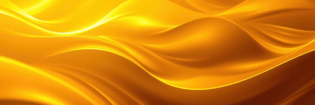 Flowing golden waves resemble silky fabric illuminated by soft light, creating an atmosphere of warmth and elegance. The undulating patterns evoke a sense of movement.