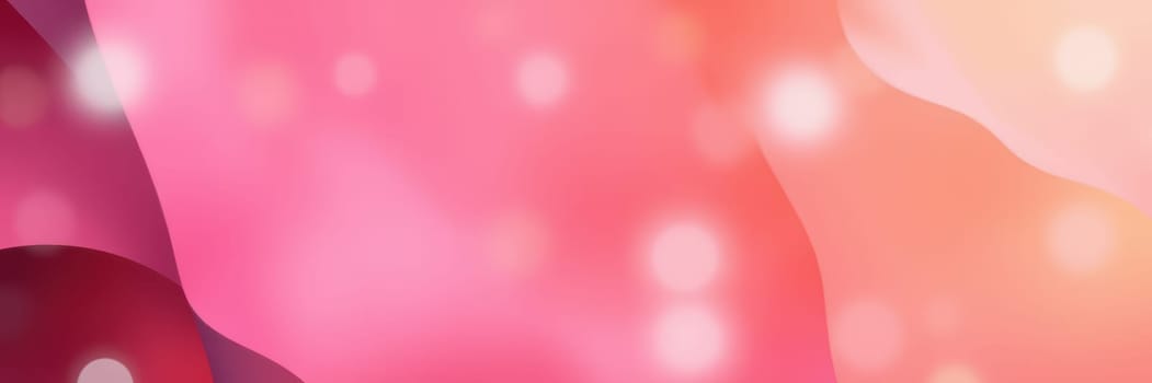 This vibrant background features flowing soft shapes in shades of pink, orange, and red, with glowing orbs that add a magical and ethereal quality to the overall composition.