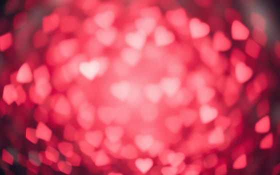 A soft, blurred background features numerous small heart shapes illuminated in vibrant red hues, perfect for celebrating love and affection on special occasions.