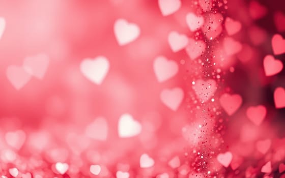 Soft pink hues with heart-shaped bokeh create a romantic atmosphere perfect for celebrating love, anniversaries, and special moments, evoking feelings of joy and affection.