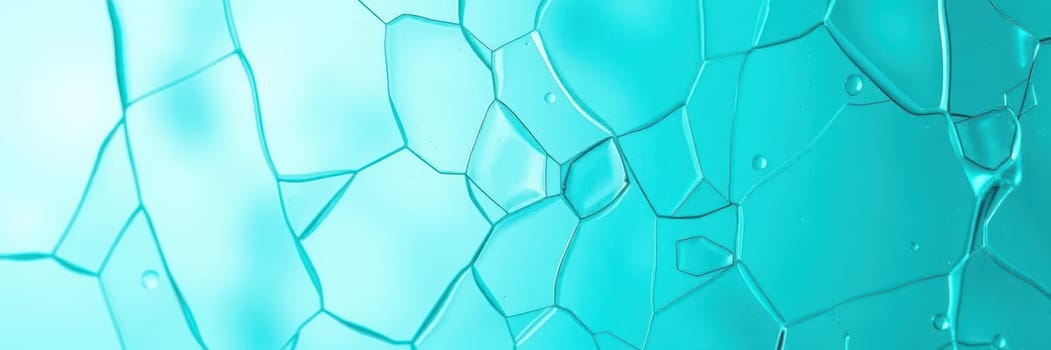 This calm and serene abstract composition features a rich aqua backdrop adorned with bubbles, showcasing a stunning interplay of light and texture, creating a tranquil atmosphere.