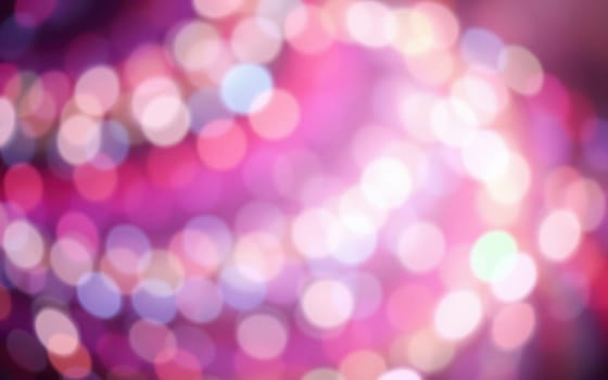 Soft, colorful bokeh lights illuminate the background of a festive night event, creating a magical and dreamy atmosphere with vibrant hues in a blurred focus.