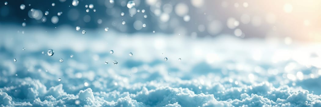 Snow descends softly, blanketing the ground in a serene winter scene. Delicate flakes catch light, enhancing the tranquil setting of a frosty day.