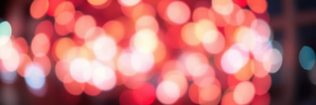 Bright, colorful lights create a beautiful bokeh effect in a lively celebration at night. The vibrant atmosphere highlights the excitement of the event and surrounding decorations.