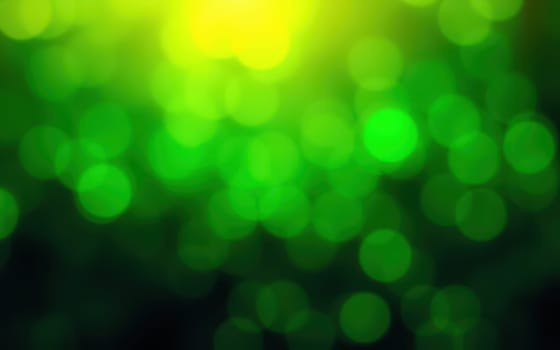 The vivid green bokeh effect enhances the natural beauty of a peaceful environment, showcasing shimmering light spots against a softly blurred backdrop.