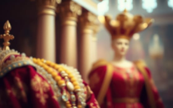 Elaborate costumes with rich colors and intricate details are displayed in a setting reflecting cultural heritage and artistic craftsmanship. The vibrant attire is highlighted beautifully.