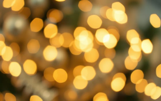 Soft, blurred golden lights fill the scene, creating a warm and inviting atmosphere. This enchanting display sets a cozy mood, perfect for gatherings during the holidays.