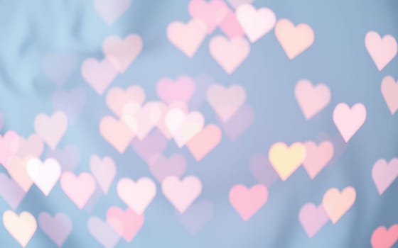 Delicate pastel hearts scatter across a soft blue backdrop, creating a whimsical and romantic ambiance perfect for special occasions or artistic projects.