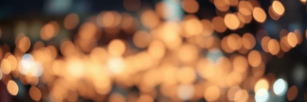 Soft, glowing bokeh lights illuminate the surroundings, creating a festive ambiance in a bustling city during an evening event filled with joy and excitement.